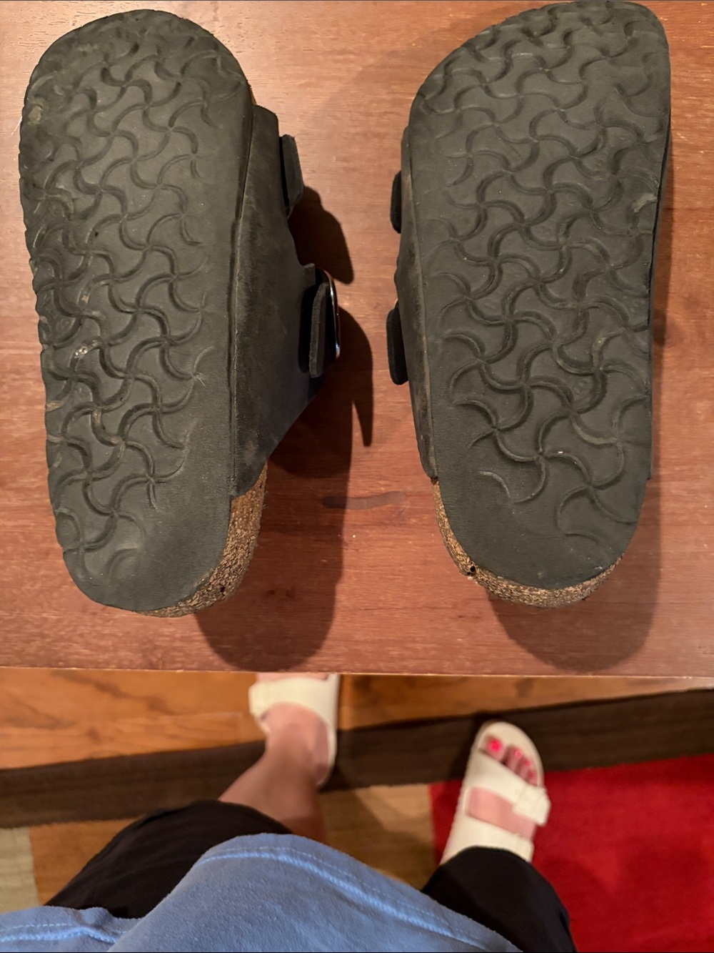 Birkenstock Black Double-Buckle Nubuck Slide Sandals - Picture 4 of 5